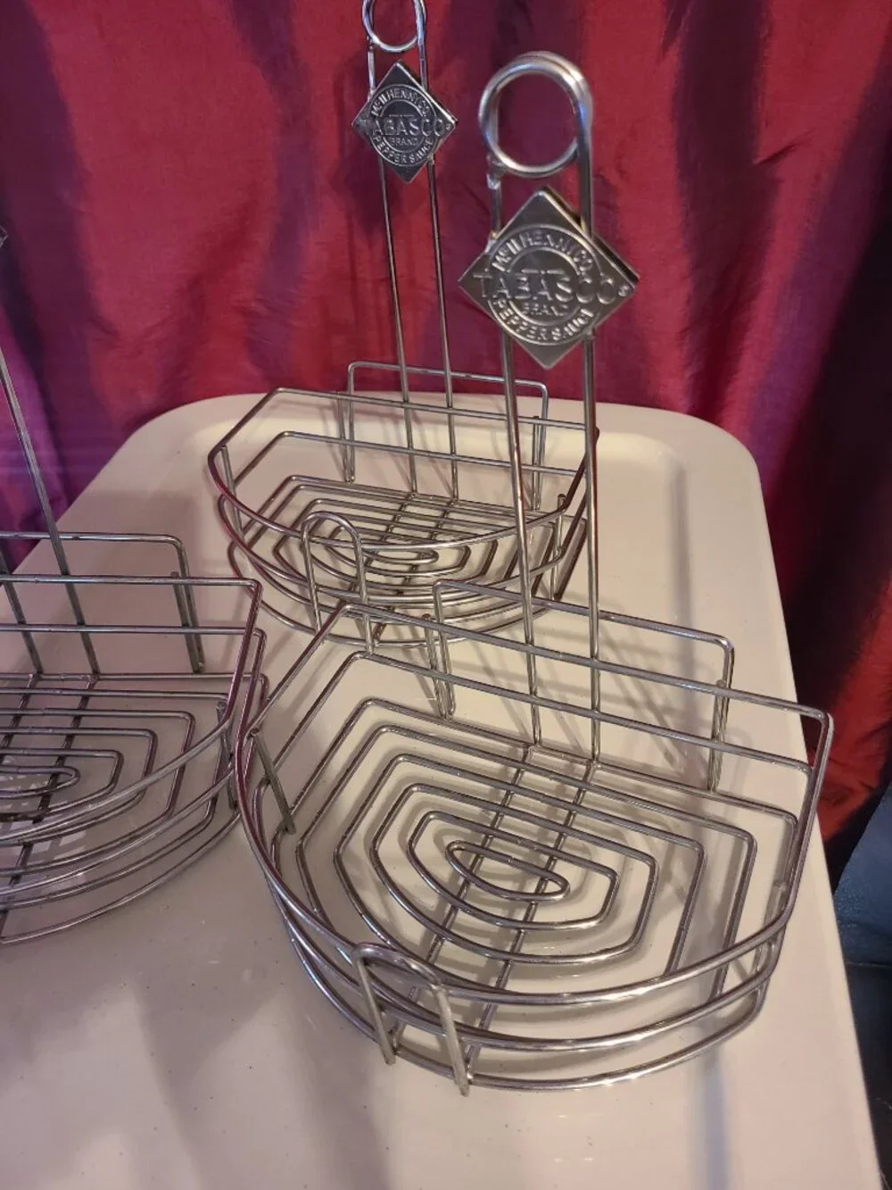 3 McILHENNY CO. TABASCO BRAND Pepper Sauce Diner Condiment Menu Holder Chrome
